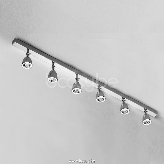 Tekna Nautic Lilley Shade On Rail-Led 1500Mm With 6 Shades-polished chrome plated brass.