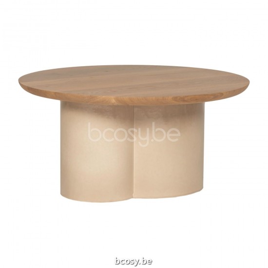 Vincent Sheppard Vincent Sheppard Arvin Coffee table Dia 60 Mushroom Ceramic frame Natural Oak top.