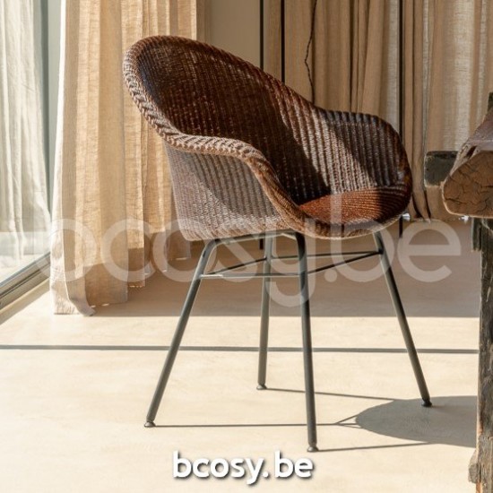 Vincent Sheppard Avril fauteuils chaises avec accoudoirs cadre en Acier A Revêtement en poudre noir Lloyd Loom Wengé.