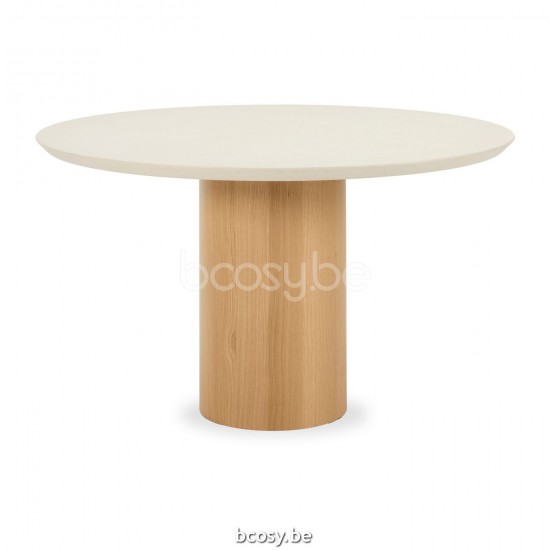 Vincent Sheppard Vincent Sheppard Foster Round Dining Table Round Natural Plywood Oak frame Lunar White Mineral top.