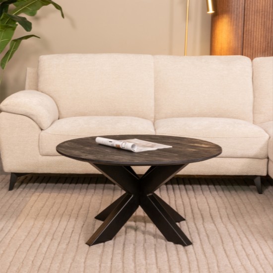 LABEL51 Salontafel Otis - Zwart - Mangohout - 80 cm.