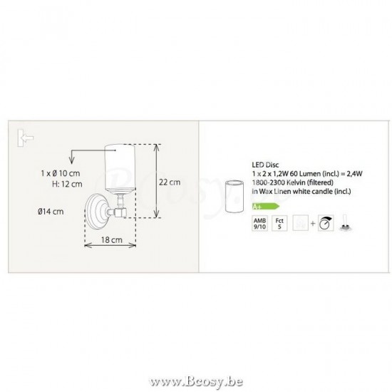 Authentage BCH001W10 BELLEFEU Wand muurlamp wand muurarmatuur Bronze Authentage Wandlampen Muurlampen Wandverlichting Binnenverlichting.