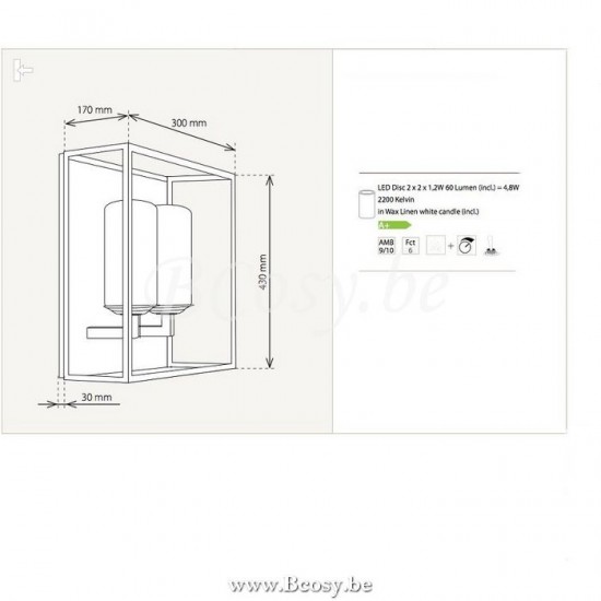 Authentage BVW002INW BELLEFEU Wand muurlamp wand muurarmatuur Bronze Authentage Wandlampen Muurlampen Wandverlichting Binnenverlichting.
