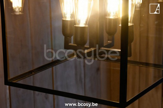 Leuchtenreich Vitrine Lantern 4L Pendelleuchte 4-flammig bronze 45x45x60 cm Rustikale Pendelleuchten.
