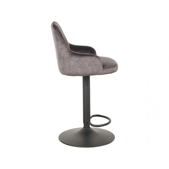 Barkruk fender 40x42x92 113cm antraciet velours zijkant