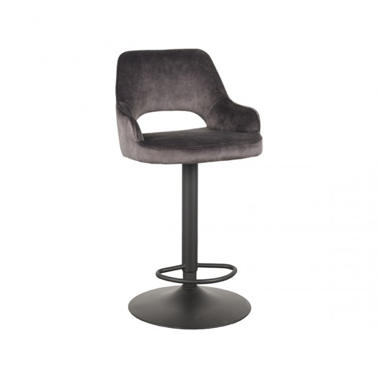 LABEL 51 Barkruk Fer Antraciet Velours Gaslift.