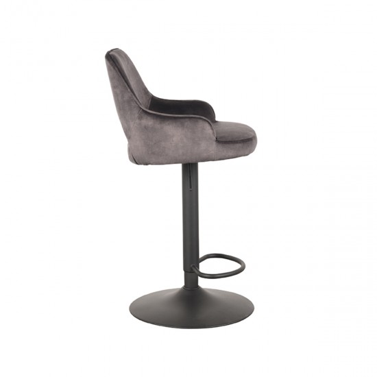 Barkruk fer 45x47x92 113 cm antraciet velours zijkant