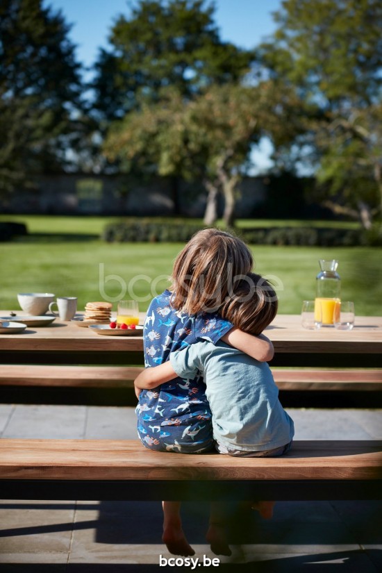 Diphano Pure banc de jardin 340x40 Cadre Aluminium Lava Dessus Teck naturel.