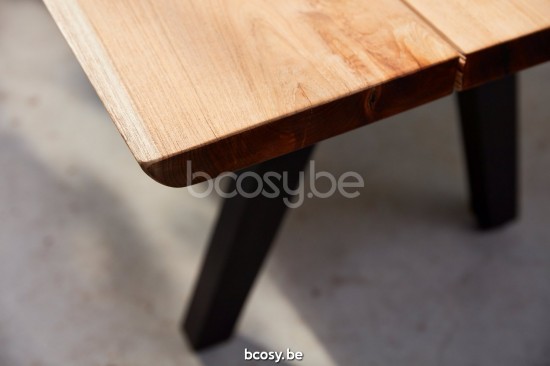 Diphano Pure Gartenbank 280x40 Aluminium Lava Gestell Tischplatte Natürliches Teakholz.