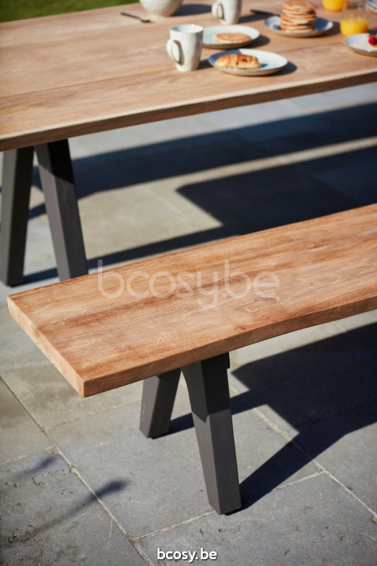 Diphano Pure picknick tuinbanken aluminium teak 280x40 Aluminium Lava.