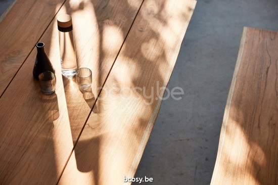 Diphano Pure banc de jardin 240x40 Cadre Aluminium Lava Dessus Teck naturel.