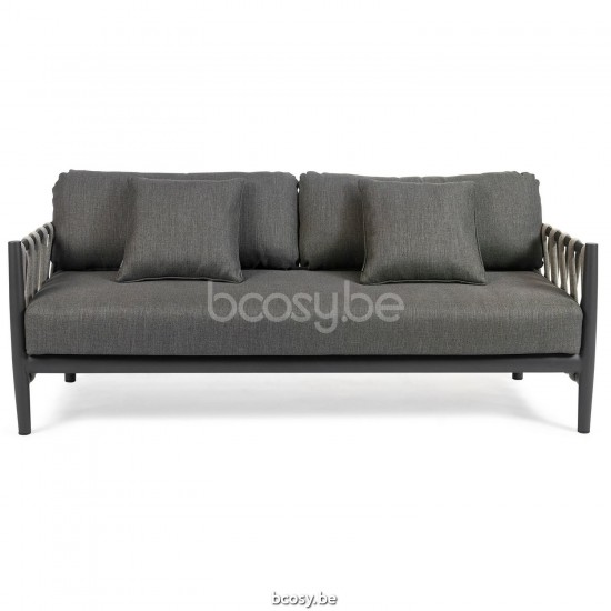 Diphano Switch Stapelbare 2,5-zits touw inclusief kussenset Aluminium Lava Frame Stof Weersbestendig Clay touw Onyx 30mm.