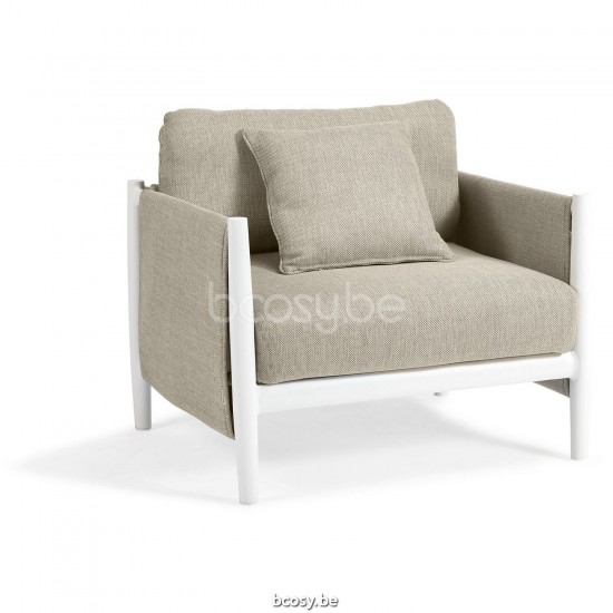 Diphano Switch Stackable lounge chair fabric cushion set incl. Aluminium White Frame Weatherproof Seagull Fabric.