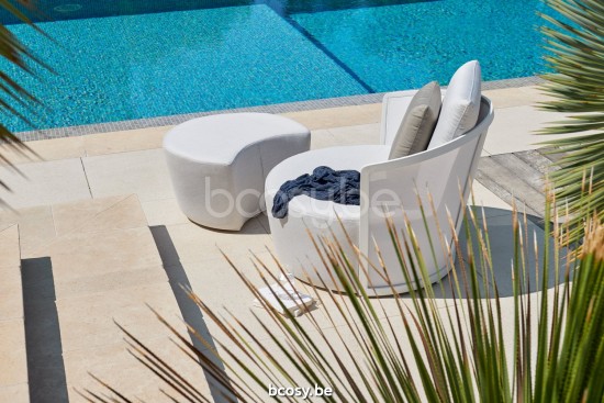 Diphano Cielo Lounge-Fußstütze Aluminium Weiß Gestell Stoff Combo Batyline White - Shine.