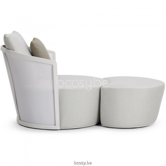 Diphano Cielo lounge voetensteun Aluminium Wit Frame StofCombo Batyline White - Shine.