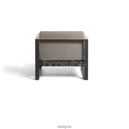 Diphano Landscape fauteuil de salon avec accoudoir en teck Cadre Aluminium Lava Tissu All Weather Brown Mêlé Accoudoirs en Te.