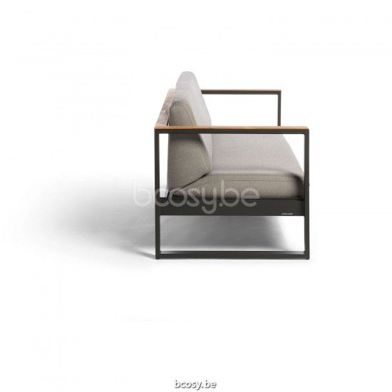 Diphano Landscape Modular Canapé de jardin 3 places avec accoudoir en teck Cadre Aluminium Lava Tissu All Weather Brown Mêlé .