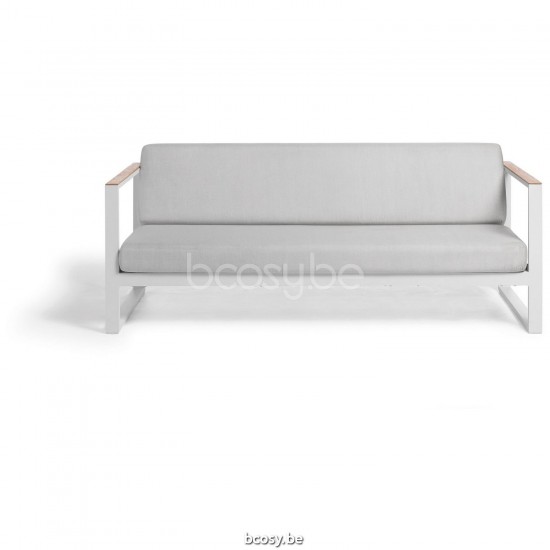 Diphano Landscape Modular Canapé de jardin 3 places avec accoudoir en teck Cadre Aluminium blanc Tissu All Weather Shine Acco.