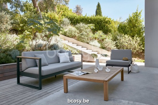 Diphano Landscape Modular modular garden outdoor lounge set loungeset corners with teak arms PCA Lava All Weather Brown Mêlé .