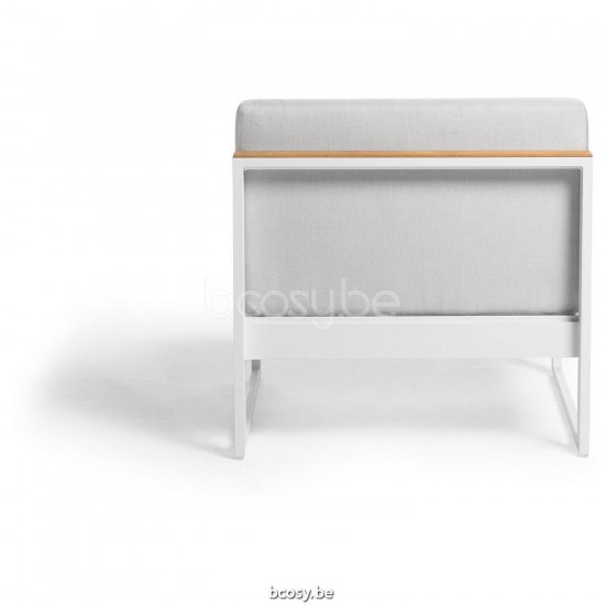 Diphano Landscape Modular petit fauteuil central avec accoudoir en teck Cadre Aluminium blanc Tissu All Weather Shine Accoudo.