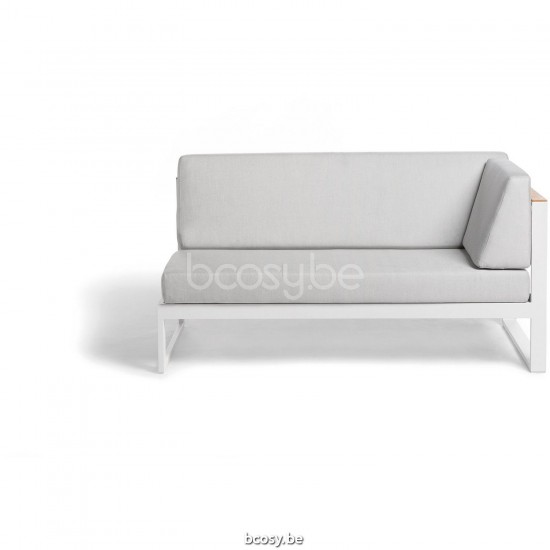 Diphano Landscape Modular double siège gauche avec accoudoir en teck Cadre Aluminium blanc Tissu All Weather Shine Accoudoirs.