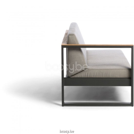 Diphano Landscape Modular double siège droit avec accoudoir en teck Cadre Aluminium Lava Tissu All Weather Brown Mêlé Accoudo.