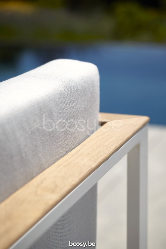 Diphano Landscape Modular lounge set Modular part 2 seater right with teak arms PCA White All Weather Shine Armrests in Natur.