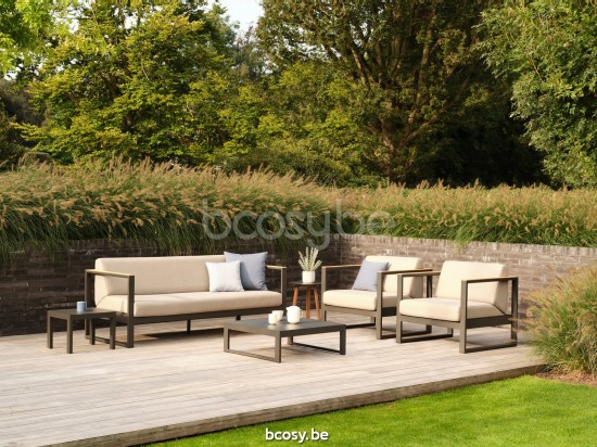 Diphano Landscape Modular repose-pieds moyen Cadre Aluminium Lava Tissu All Weather Brown Mêlé.