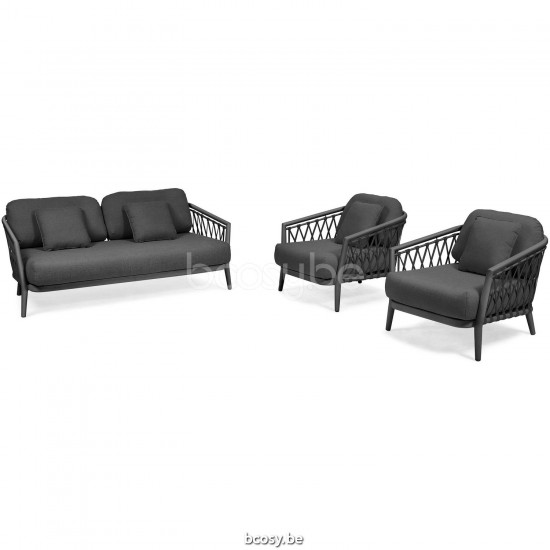 Diphano Diamond Stackable combo (2x lounge chair + 2-seater) cushion set incl. Aluminium Lava Frame Combo Seal Brown - Chestn.