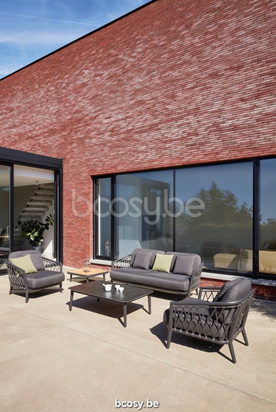 Diphano Diamond salons de jardin détente 1 place Aluminium Lava corde Fusain 14mm.