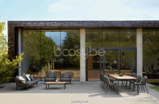 Diphano Diamond Stapelbare Sonnenliege Kissen-Set inklusive Aluminium Lava Gestell Stoff Combo Seal Brown - Chestnut Seil Hol.