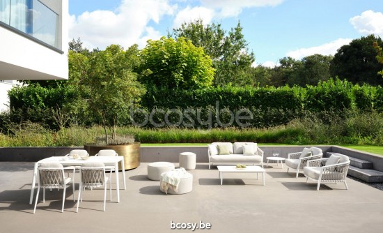 Diphano Diamond Lit de bain empilable ensemble de coussins inclus Cadre Aluminium blanc Tissu Combo Twisted Linen - Tundra co.