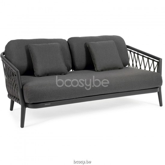 Diphano Diamond Modular Stackable 2-seater cushion set incl. Aluminium Lava Frame Combo Seal Brown - Chestnut Fabric Rope Cha.