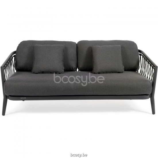 Diphano Diamond Modular Stapelbare 2-zits inclusief kussenset Aluminium Lava Frame StofCombo Seal Brown - Chestnut touw Houts.