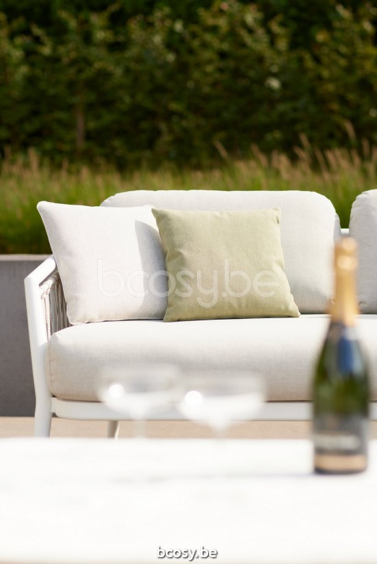 Diphano Diamond Modular Stapelbarer 2-Sitzer Kissen-Set inklusive Aluminium Weiß Gestell Stoff Combo Twisted Linen - Tundra S.