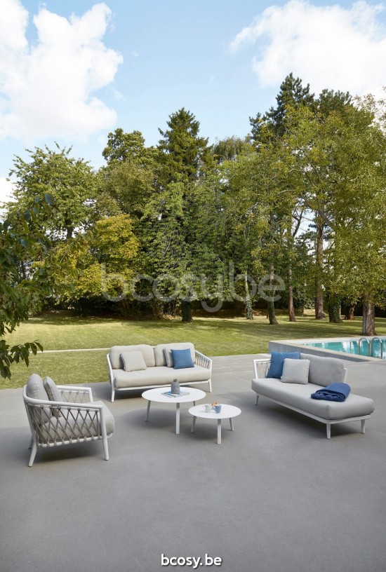 Diphano Diamond Modular Doppelter rechter Ecksitz Kissen-Set inklusive Aluminium Weiß Gestell Stoff Combo Twisted Linen - Tun.