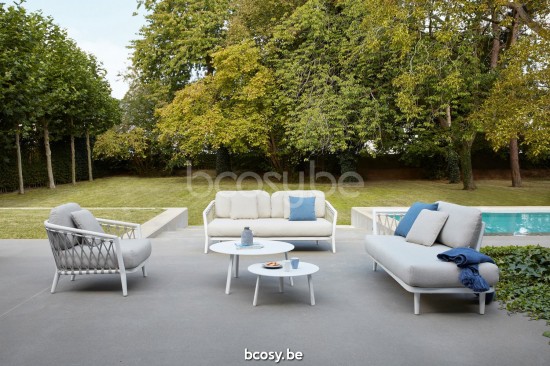 Diphano Diamond Modular right corner double end seat cushion set incl. Aluminium White Frame Combo Twisted Linen - Tundra Fab.