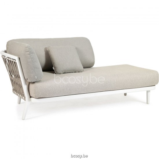 Diphano Diamond Modular dubbele eindzit rechts hoek inclusief kussenset Aluminium Wit Frame StofCombo Twisted Linen - Tundra .