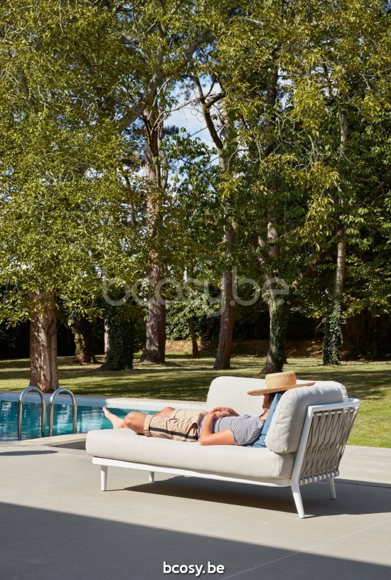 Diphano Diamond Modular double siège d'extrémité coin gauche ensemble de coussins inclus Cadre Aluminium blanc Tissu Combo Tw.