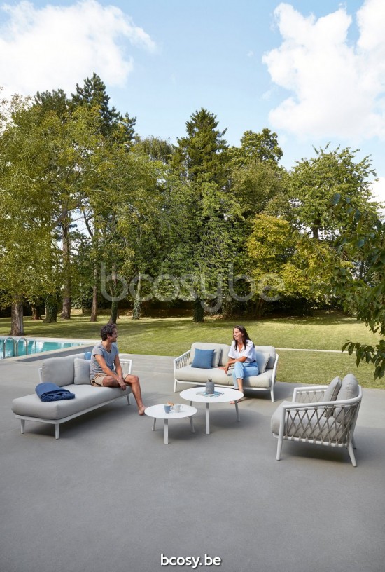 Diphano Diamond Modular left corner double end seat cushion set incl. Aluminium White Frame Combo Twisted Linen - Tundra Fabr.