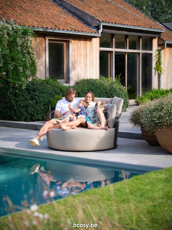 Diphano Cielo lit de jour ensemble de coussins inclus Cadre Aluminium Lava Tissu Combo Batyline Coffee - Linen.