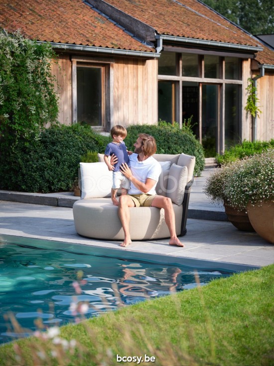 Diphano Cielo daybed cushion set incl. Aluminium Lava Frame Combo Batyline Coffee - Linen Fabric.