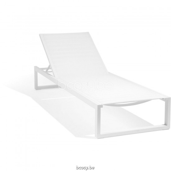 Diphano Metris Sunlounger with wheels Aluminium White Frame double layer Textylene White Fabric.