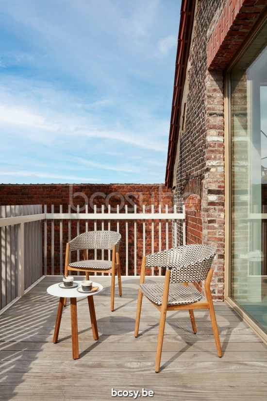 Diphano Spirit fauteuils de jardin avec accoudoirs HDPE Teck naturel HDPE Vichy.