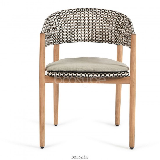 Diphano Spirit dining armchair HDPE Natural Teak Frame HDPE Vichy.