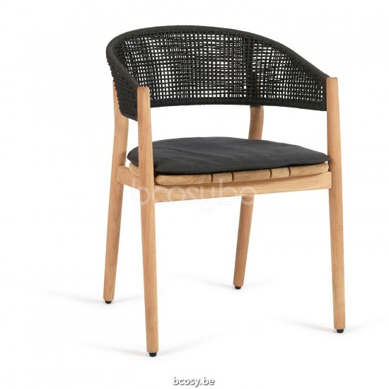 Diphano Spirit Gartenstuhl Seil Natürliches Teakholz Gestell Seil Graphit 4mm.