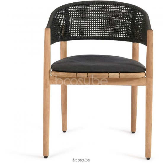 Diphano Spirit dining armchair rope Natural Teak Frame Rope Graphite 4mm.
