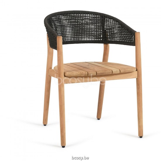 Diphano Spirit dining armchair rope Natural Teak Frame Rope Graphite 4mm.