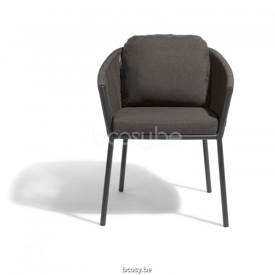 Diphano Omer tuinstoel Aluminium Lava Frame touw Grafiet 5mm.