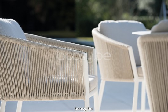 Diphano Omer Gartenstuhl Aluminium Weiß Gestell Seil Mineral 5 mm.